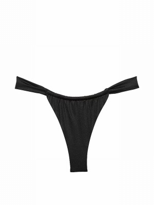 Black Victoria Secret Shine Frankies Reilly Bikini Bottom | IROEZ5629