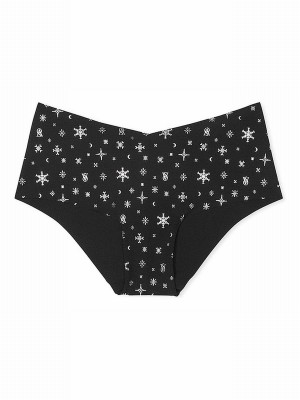 Black Victoria Secret Snowflakes Cheeky Underwear | SXQZE2174