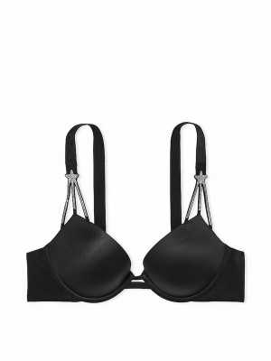 Black Victoria Secret Star Shine Push Up Bras | JQARP8975