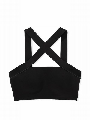 Black Victoria Secret Strappy Cross Front Bras | CEXIF3045