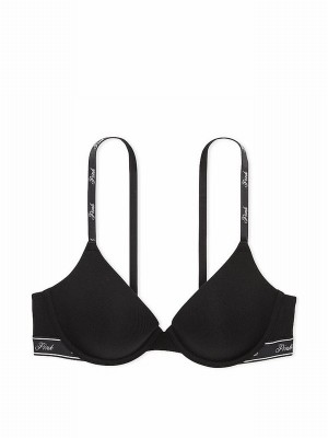 Black Victoria Secret T Shirt Cotton Logo Bras | JMCIQ1980