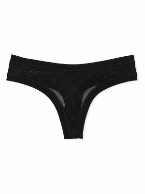 Black Victoria Secret Thong No Show Underwear | AYUBM8153