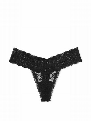 Black Victoria Secret Thong Underwear | QODHF0643