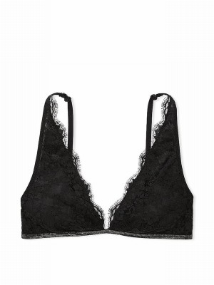 Black Victoria Secret Twinkle Lace Elongated Trianglelette Bras | KERAH0872