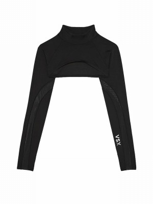 Black Victoria Secret VSX Activate™ Sheer Illusion Shrug Long Sleeve T Shirts | LQMJA5609