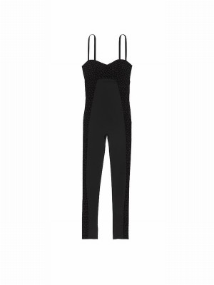 Black Victoria Secret VSX Elevate™ Logo Mesh Jumpsuit | EZTWP9385