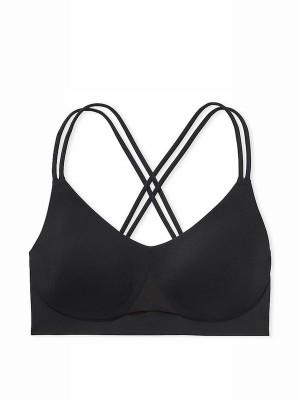 Black Victoria Secret VSX Elevate™ Strappy Comfort Low Impact Sports Bra | KHOZG5847