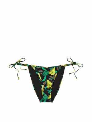 Black Victoria Secret Vintage Leaves Tie Side Archive Bikini Bottom | SULWD4982