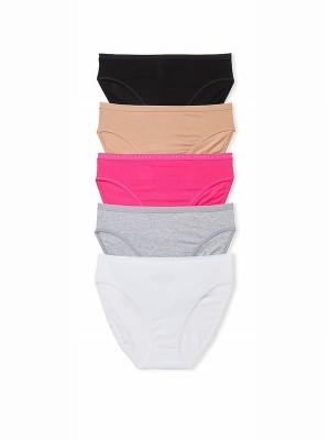 Black / Beige / Pink / Grey / White Victoria Secret Brief Logo 5 Pack Underwear | PNYIT8607