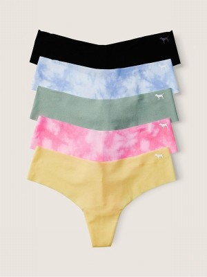 Black / Blue / Green / Yellow / Pink Victoria Secret Smooth No Show Multipack Underwear | HTRYS0512