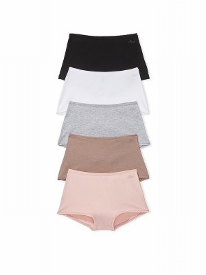 Black / Grey / White / Brown / Pink Victoria Secret Short Cotton 5 Pack Underwear | DIEUG3824