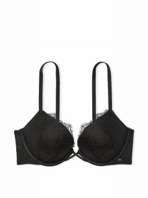 Black / Rose Victoria Secret Add 2 Cups Push Up Lace Bras | PQXLS3218