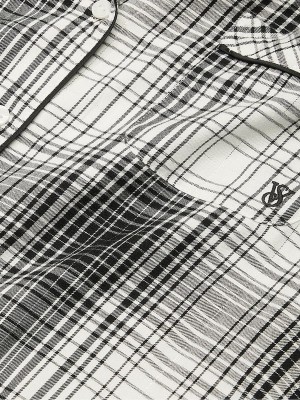 Black / White Victoria Secret Plaid Flannel Long Nightwear | RCBKM6817