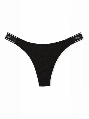 Black / White / Beige / Grey / Navy / Blue Victoria Secret Thong Logo 5 Pack Underwear | CSRJK7842