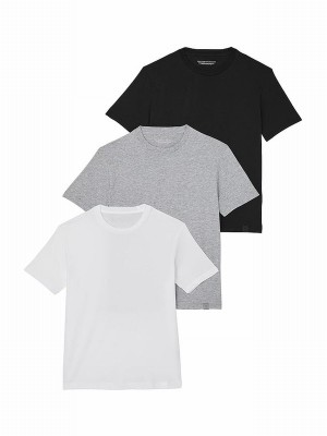 Black / White / Grey Victoria Secret 3 Pack Cottons T Shirts | BWRMJ7902