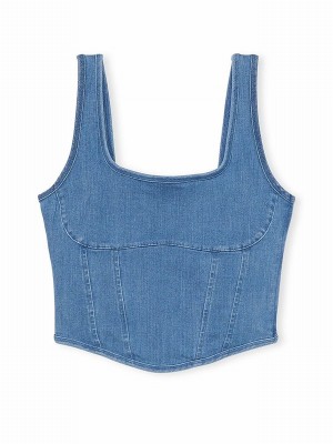 Blue Victoria Secret Denim Corsetlette Lingerie | KSYOW7258