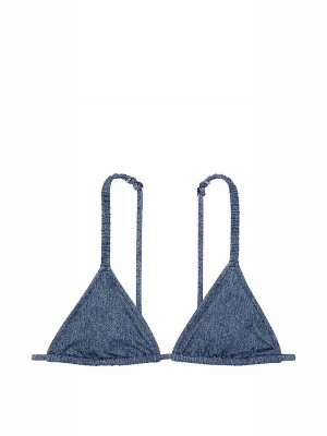 Blue Victoria Secret Denim Triangle Bikini Top | PQHSB9403