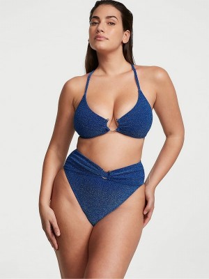 Blue Victoria Secret Diver High Waisted Shimmer Bikini Bottom | WFRCD2038