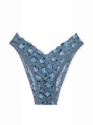 Blue Victoria Secret Dusty Iriszilian Floral Lace Underwear | LZAIN2548