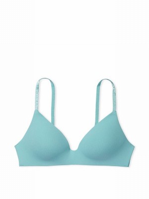 Blue Victoria Secret Fountain Rib Non WiLightly Lined Bras | QKDLP3265