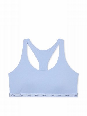 Blue Victoria Secret Harbor Logo Racerback Scoop Low Impactlette Bras | YAJST0253