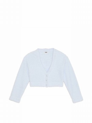 Blue Victoria Secret Hydrangea Cosy Knit Cropped Top Nightwear | LDZPS4752