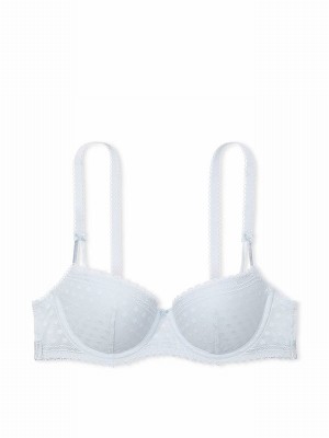 Blue Victoria Secret Hydrangea Dainty Dot Balcony Lace Bras | YDOEQ5278