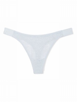 Blue Victoria Secret Hydrangea Diamante Hipster Thong Floral Lace Underwear | IEOZK6950