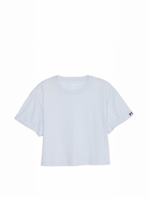 Blue Victoria Secret Hydrangea Oversized Crop Sleeve T Shirts | BIQCJ3027