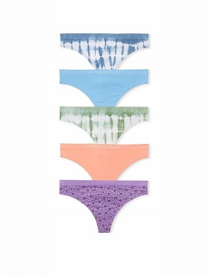Blue / Green / Purple / Orange Victoria Secret Thong 5 Pack Underwear | LHGNW9734