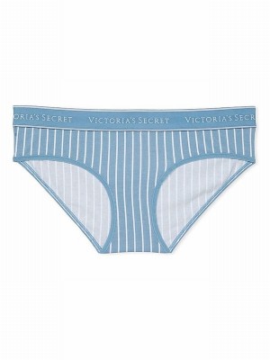 Blue / Stripes Victoria Secret Faded Denim Hipster Underwear | SJDIU3946