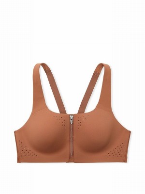 Brown Victoria Secret Caramel Front Close VSX Featherweight™ Max High Support Sports Bra | ILNHY4082