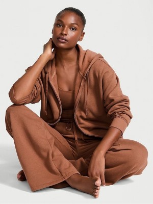 Brown Victoria Secret Caramel Wide Leg Wide Leg Joggers | JDHIR4713