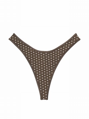 Brown Victoria Secret Classic Dot Frankies Moon Bay Bikini Bottom | UZADR3402