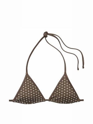 Brown Victoria Secret Classic Dot Frankies Cape May Triangle Bikini Top | QNOHW0785