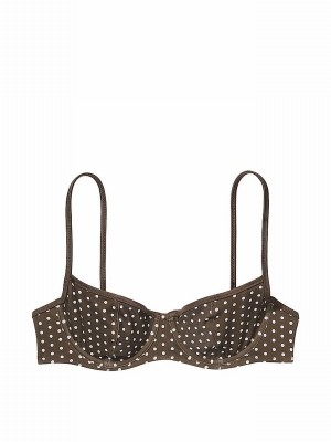 Brown Victoria Secret Classic Dot Frankies Buttercup Scoop Bikini Top | STUNB2180