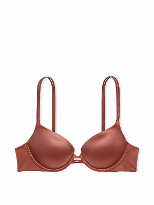 Brown Victoria Secret Clay Smooth Plunge Push Up Bras | UFYHL8190