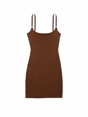 Brown Victoria Secret Ganache Mini FeatherSoft™ BODYWEAR Slip Dress | NJVXF4529