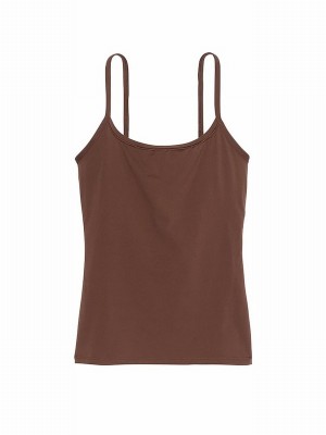 Brown Victoria Secret Ganache Scoop Neck Soft Stretch Cami Top Tops | YPGRZ4176