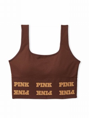 Brown Victoria Secret Ganache Seamless Logo Low Impact Sports Bra | GTXKO7640