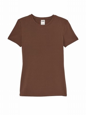 Brown Victoria Secret Ganache Soft Stretch T Shirts | EVXFI5134