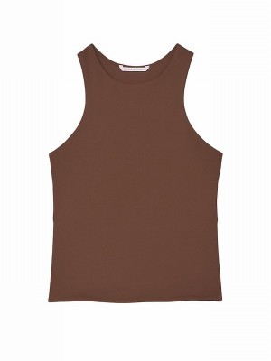 Brown Victoria Secret Ganache VS Elevate High Neck Tops | OQMHU3421