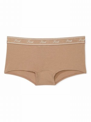 Brown Victoria Secret Latte Cotton Logo Underwear | JLZFR2803