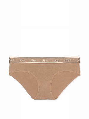 Brown Victoria Secret Latte Hipster Cotton Logo Underwear | EOIJR2135