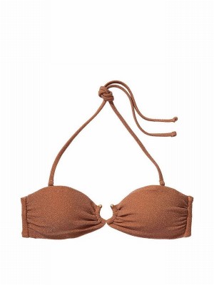 Brown Victoria Secret Toasted Sugar Strapless Shimmer Bikini Top | EFBCD4792