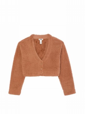 Brown Victoria Secret Toffee Cosy Knit Cropped Top Nightwear | XVTKF3956