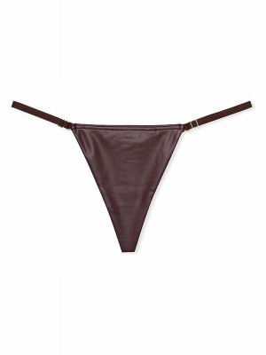 Burgundy / Brown Victoria Secret G String Faux Leather Underwear | PUISW7249