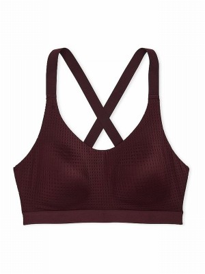 Burgundy / Brown Victoria Secret VSX Lightweight Mesh Medium Impact Bras | LPGVN2178