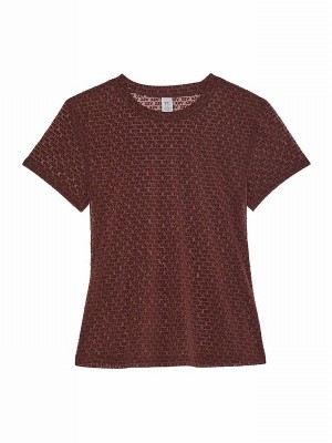 Burgundy / Brown Victoria Secret VSX Logo Mesh T Shirts | ABPDT4953