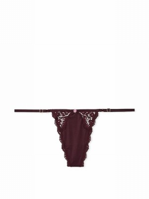 Burgundy / Purple Victoria Secret Lace Trim G String Underwear | EPZXK1372